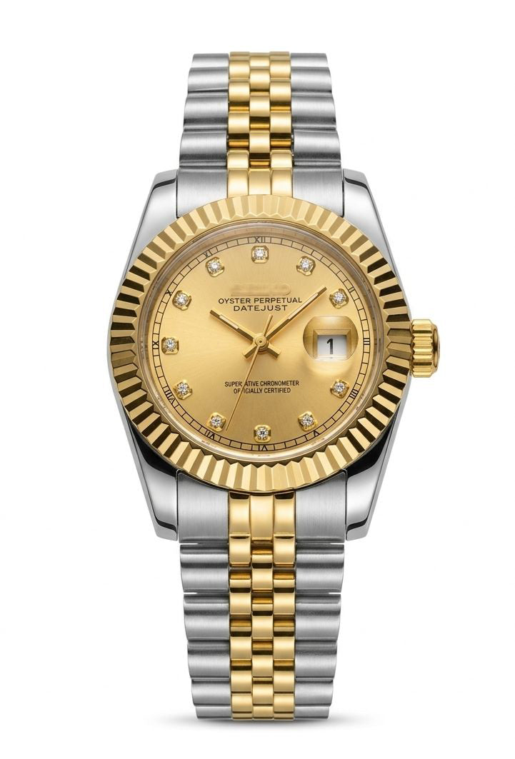 Datejust MOD Silver Gold - Gold Diamond
