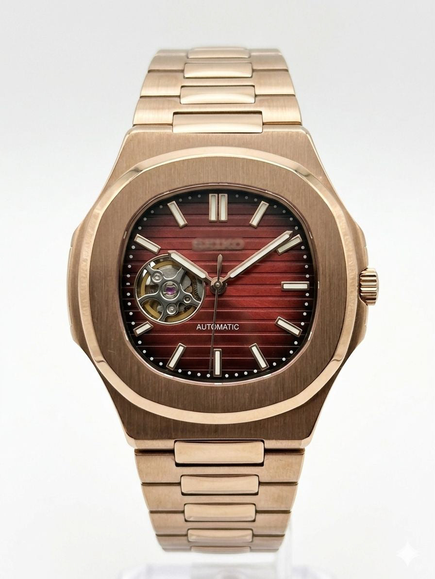 Nautilus 'Open Heart' MOD Rose Gold 'Coffee' Brown