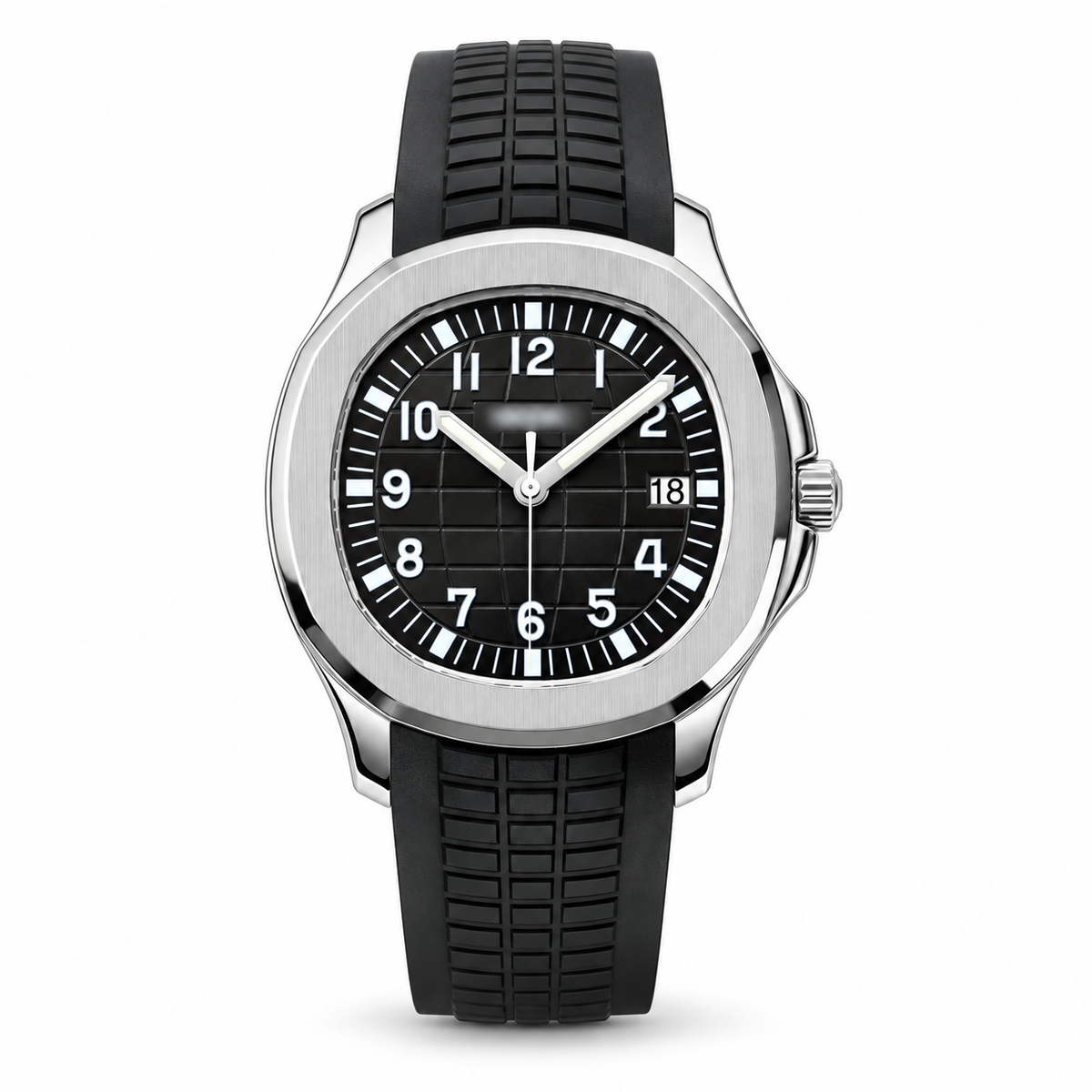 Aquanaut MOD Black automatic watch on white background