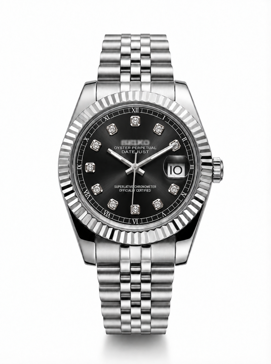 Datejust MOD Black Diamond Style Roman Dial with Jubilee bracelet
