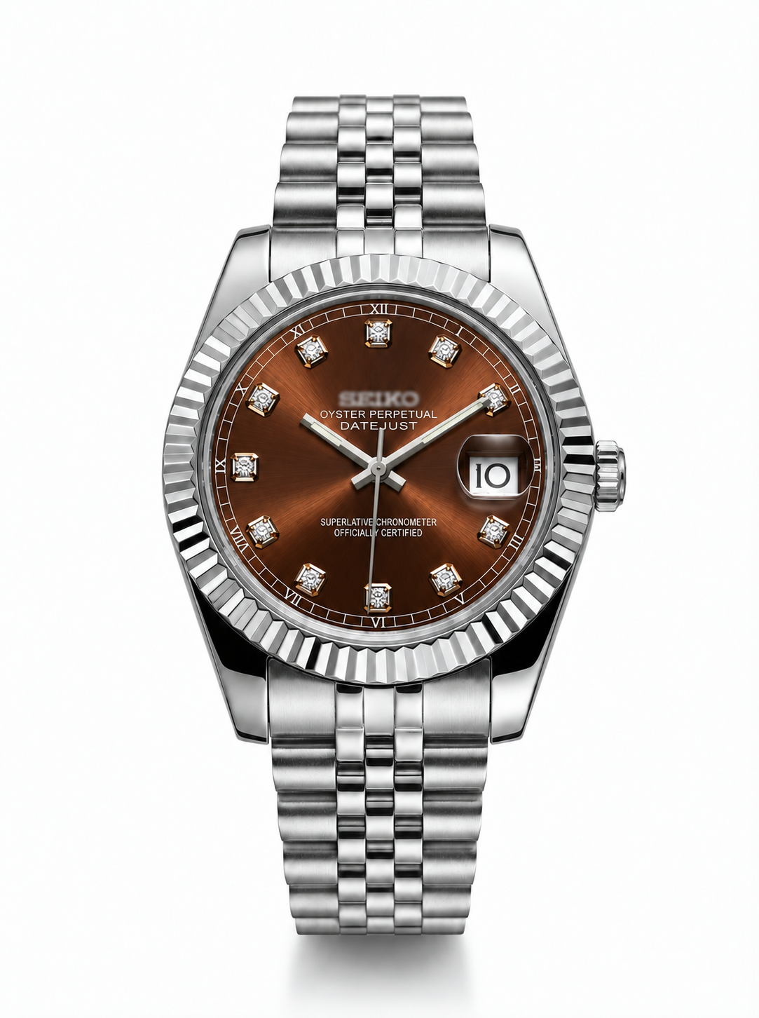 Datejust MOD Copper Brown Diamond Style Roman Dial with Jubilee bracelet